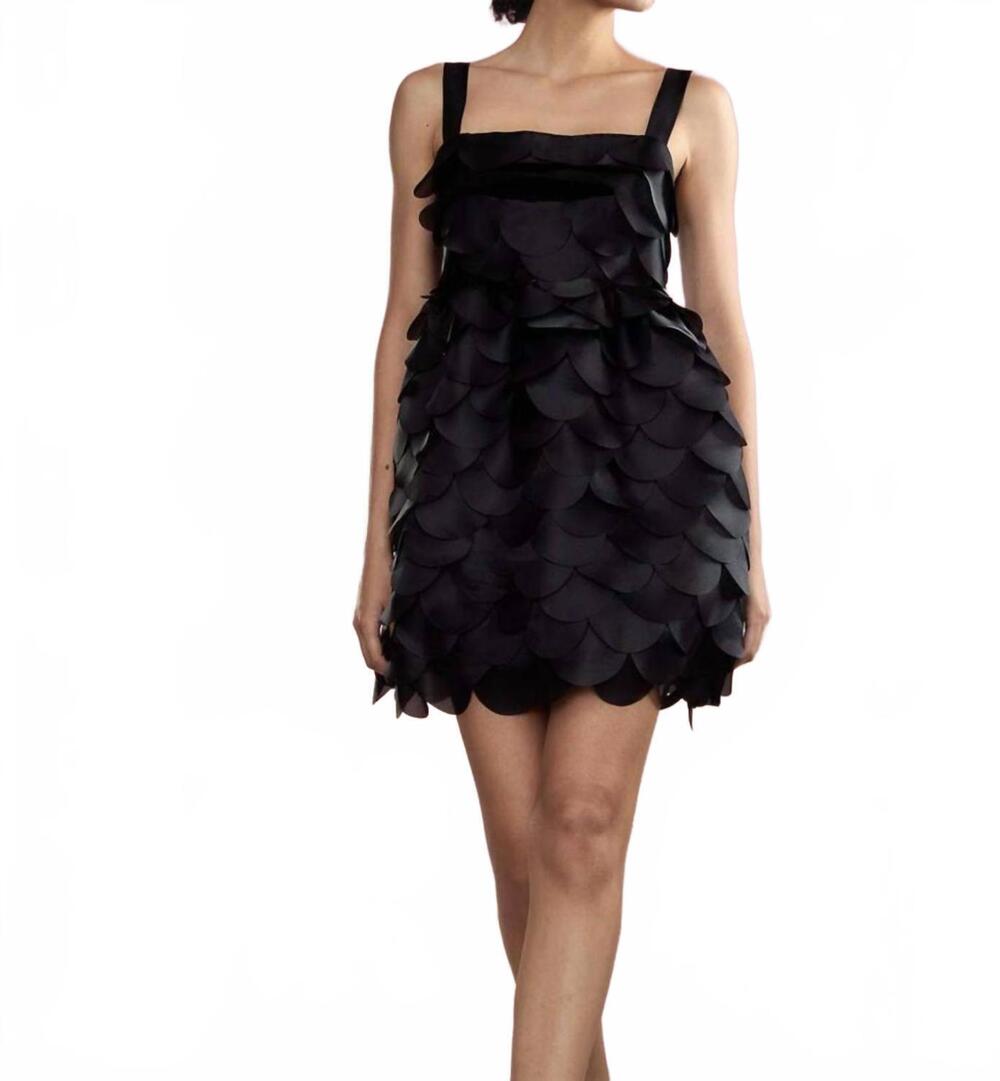 NEW CYNTHIA ROWLEY scalloped petal mini dress in black